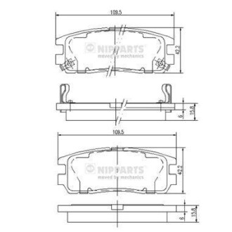 Тормозные колодки дисковые, комплект NIPPARTS J3619001