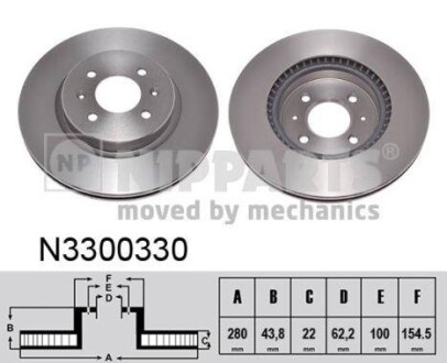 Тормозной диск передний вентилируемый NIPPARTS N3300330