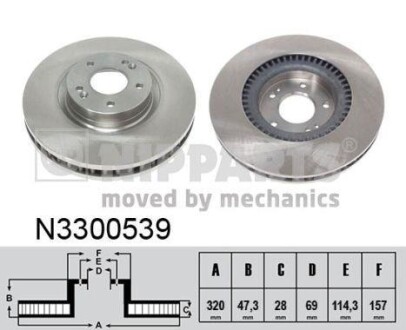 Тормозной диск передний вентилируемый NIPPARTS N3300539