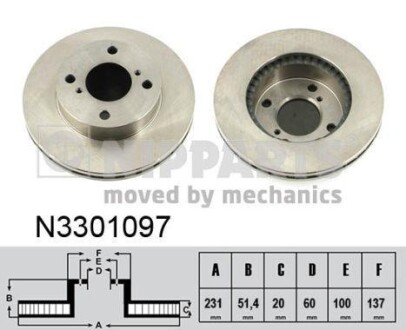 Тормозной диск передний вентилируемый NIPPARTS N3301097