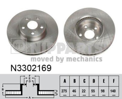 Тормозной диск передний вентилируемый NIPPARTS N3302169