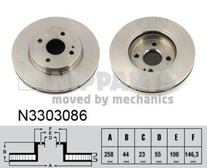 Тормозной диск передний вентилируемый NIPPARTS N3303086