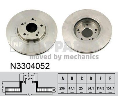 Тормозной диск передний вентилируемый NIPPARTS N3304052