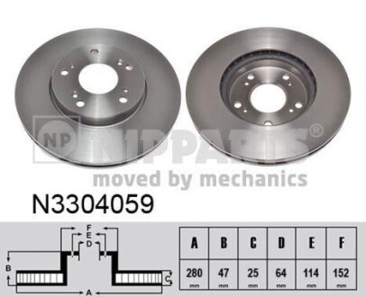 Тормозной диск передний вентилируемый NIPPARTS N3304059