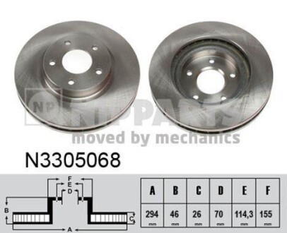 Тормозной диск передний вентилируемый NIPPARTS N3305068