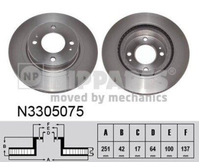 Тормозной диск передний вентилируемый NIPPARTS N3305075