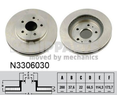 Тормозной диск передний вентилируемый NIPPARTS N3306030