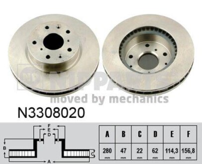 Тормозной диск передний вентилируемый NIPPARTS N3308020