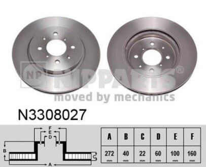 Тормозной диск передний вентилируемый NIPPARTS N3308027