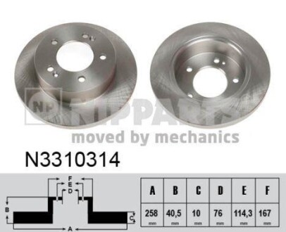 Тормозной диск задний невентилируемый NIPPARTS N3310314