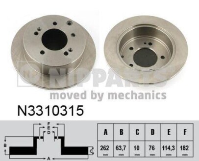 Тормозной диск задний невентилируемый NIPPARTS N3310315