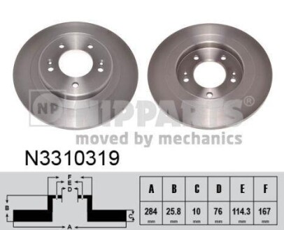 Тормозной диск задний невентилируемый NIPPARTS N3310319