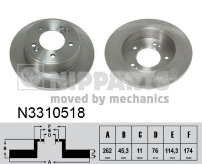 Тормозной диск задний невентилируемый NIPPARTS N3310518