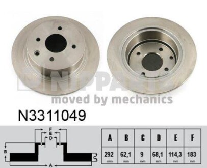 Тормозной диск задний невентилируемый NIPPARTS N3311049