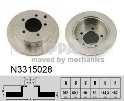 Тормозной диск задний невентилируемый NIPPARTS N3315028