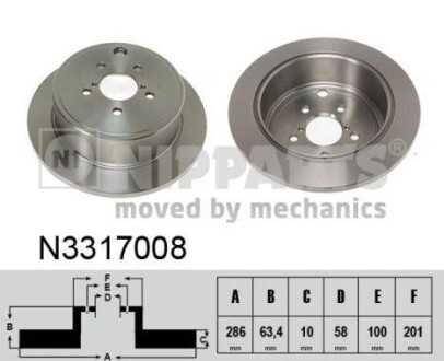 Тормозной диск задний невентилируемый NIPPARTS N3317008