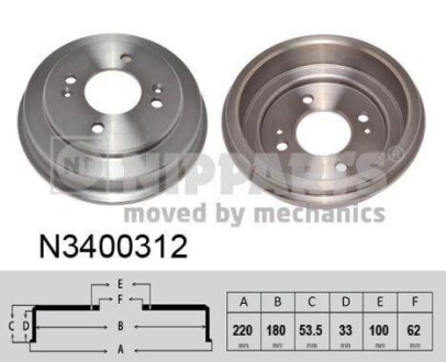 Тормозной барабан задний NIPPARTS N3400312