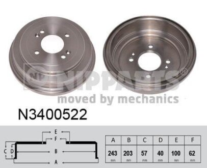 Тормозной барабан задний NIPPARTS N3400522