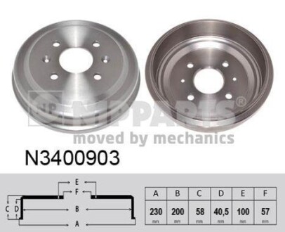 Тормозной барабан задний NIPPARTS N3400903