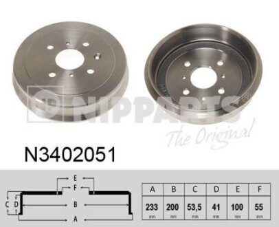 Тормозной барабан задний NIPPARTS N3402051