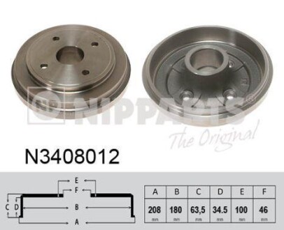 Тормозной барабан задний NIPPARTS N3408012