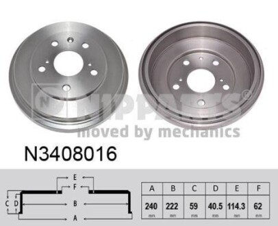 Тормозной барабан задний NIPPARTS N3408016