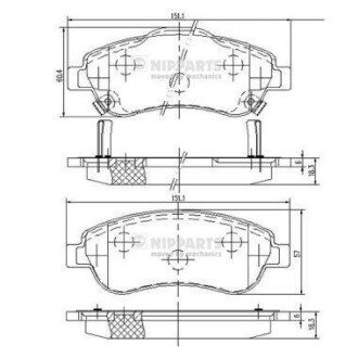 Тормозные колодки дисковые, комплект NIPPARTS N3604066