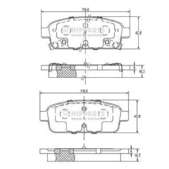 Тормозные колодки дисковые, комплект NIPPARTS N3610906