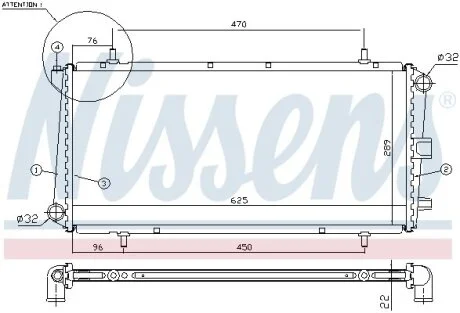 Радиатор охлаждения двигателя NISSENS 62785A