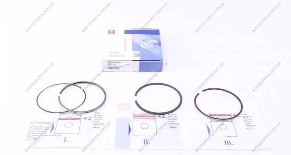 Кільця поршневі VW LT -96/T3/Caddy 1.6D-2.4D -96 (76.50mm/STD) (1.75-2.0-3.0) = 8950320000 NPR 120 050 0029 00 (фото 1)