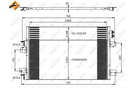 Радіатор кондиціонера Jeep Compass/Patriot 2.0/2.4 06-/Dodge Avenger 2.4/2.7 07-14 NRF 350031