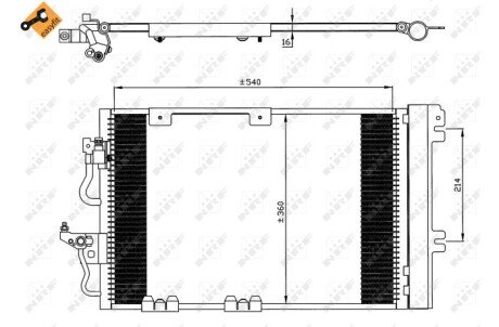 Радіатор кондиціонера Opel Astra H 1.2-1.8i 04-14 (540x360x16) NRF 35554