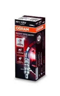 Лампа галогенная Night Breaker Unlimited +110% 12В H1 55Вт +110% OSRAM 64150NBU