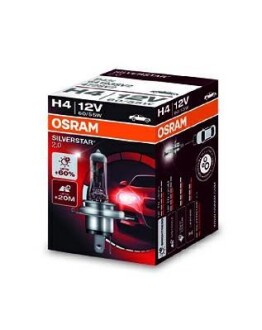 Лампа галогенная Silverstar +60% 12В H4 60/55Вт +60% OSRAM 64193SV2