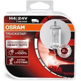 Лампа галогенная Truckstar Pro +100% 24В H4 75/70Вт +100% OSRAM 64196TSP-HCB