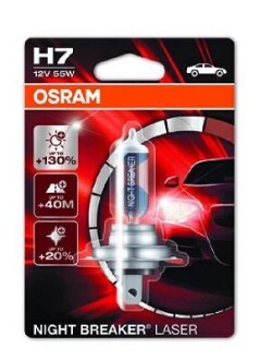 Лампа галогенная Night Breaker Laser +130% 12В H7 55Вт +130% OSRAM 64210NBL-01B