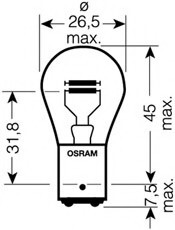 Лампа накаливания PR21/5W 12V 21/5W OSRAM 7538LDR