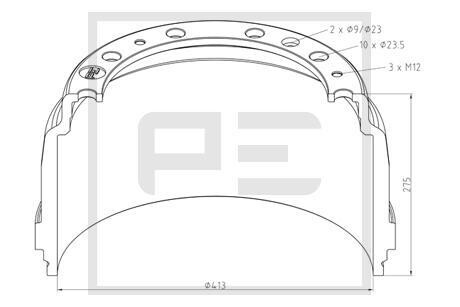 Тормозной барабан PE AUTOMOTIVE 126.074-00A