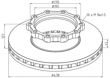 Тормозной диск передний вентилируемый PE AUTOMOTIVE 146.204-00A