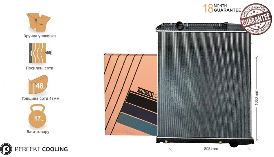 Радиатор без рамы [perfekt cooling] MERCEDES ACTROS 9425002903 Perfekt-cooling 501-MB1203-01 (фото 1)