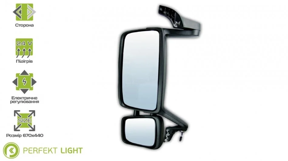 Основное зеркало двойное подогрев эл/управление LH черное Volvo ABS e-mark 20467204 PERFEKT LIGHT 413-VL3701BHP (фото 1)