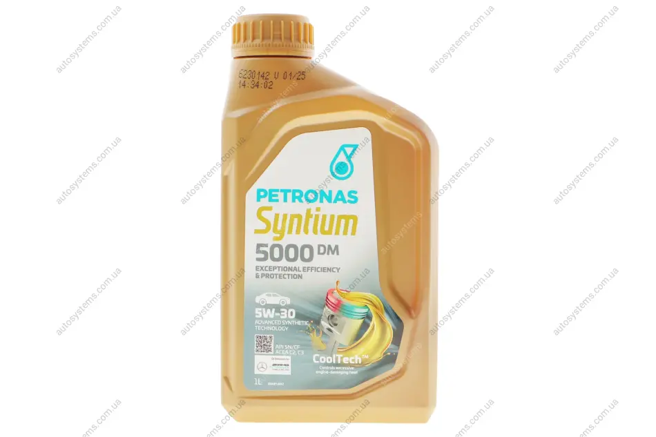 Олива 5W30 SYNTIUM 5000 DM (1L) (MB 229.51/MB 229.52/VW 505.00/505.01/LL-04) Petronas 70957E18EU (фото 1)
