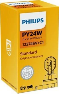 Лампа накаливания желтая PY24W 12V 24W PHILIPS 12274SV+C1