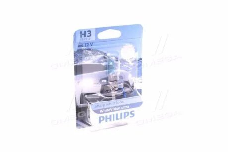 Лампа галогенная Whitevision Ultra 12В H3 55Вт PHILIPS 12336WVUB1