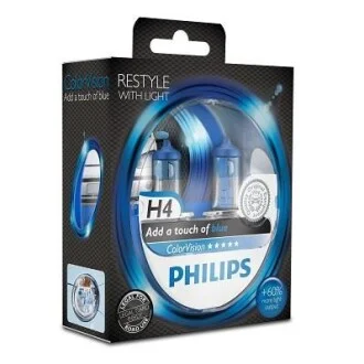 Лампа галогенная Colorvision 12В H4 60/55Вт PHILIPS 12342CVPBS2
