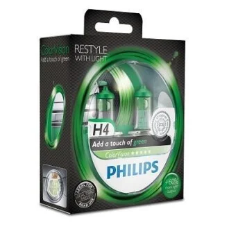 Лампа галогенная Colorvision 12В H4 60/55Вт PHILIPS 12342CVPGS2