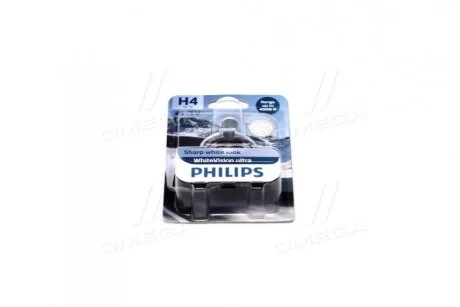 Лампа галогенная Whitevision Ultra 12В H4 60/55Вт PHILIPS 12342WVUB1