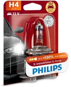 Лампа галогенная X-Tremevision G-Force 12В H4 60/55Вт PHILIPS 12342XVGB1