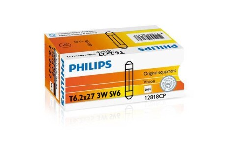 Лампа накаливания T6.2 12V 3W PHILIPS 12818CP