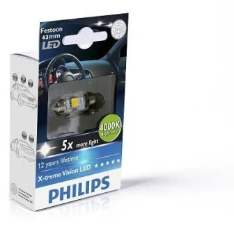 Лампа светодиодная X-tremeUltinon LED Festoon (C5W) 12В 1Вт PHILIPS 129454000KX1